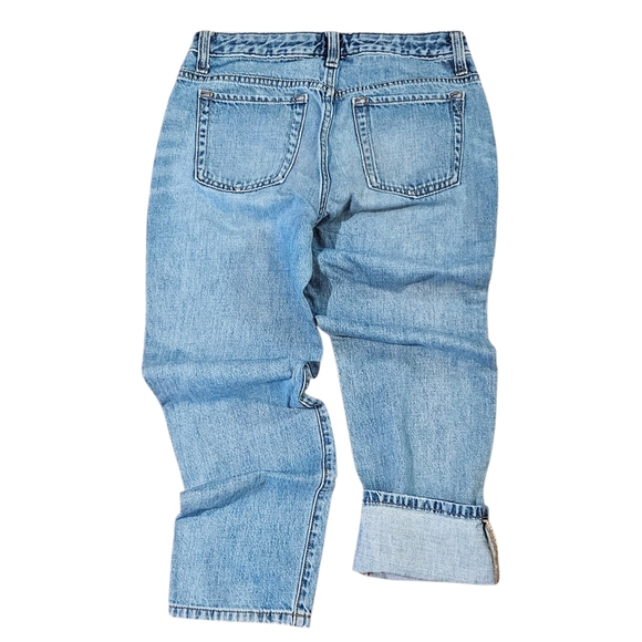 Gap Denim Distressed Patch Light Wash Relaxed Fit Girlfriend Ankle Length Jeans - Picture 3 of 4